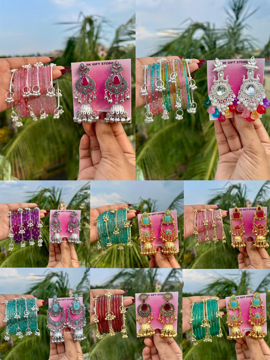 { Premium } Kashmiri Bangels / Kashmiri Jhumka combo set 🩷✨