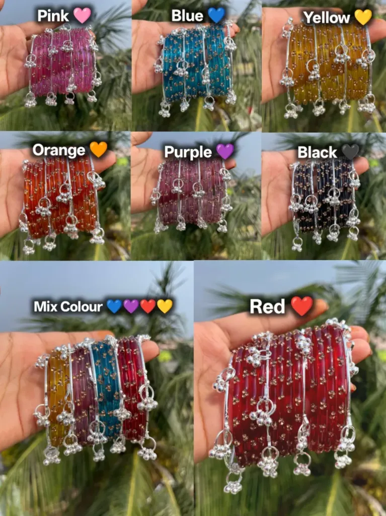 Kashmiri Bangels ✨🌸💖.... { 12 } Chudi and { 4 } Kashmiri ghunghuru ✨🌸 (2.2, Pink 🩷)